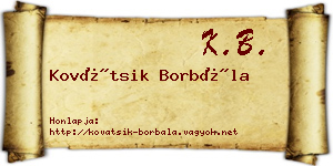 Kovátsik Borbála névjegykártya